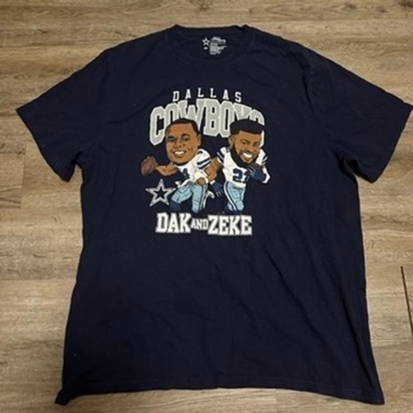 Dallas Cowboys Authentic Other - Dallas Cowboys Authentic Dak and Zeke Caricature Graphic T-Shirt Navy Men 2XL